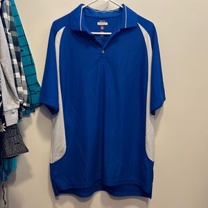 Blue and white desert dry Antigua, golf shirt, size L large